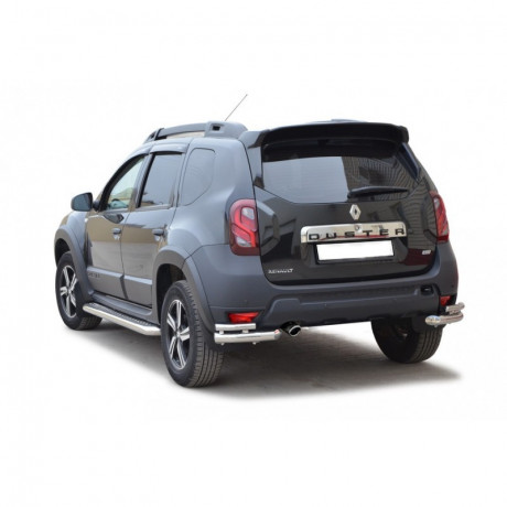 Защита заднего бампера «Уголки двойные» (d63.5) для Renault Duster (2015-н.в.)(Окрашенное) купить недорого с доставкой в Томилино