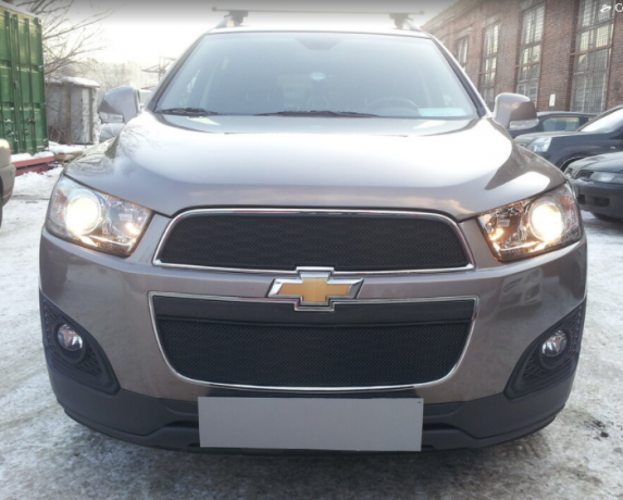 Защита радиатора "Standart" Chevrolet Captiva рестайлинг (2013-2015) чёрная купить недорого с доставкой в Томилино
