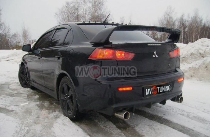 Накладка (юбка) заднего бампера "EVO" var №1 для Mitsubishi Lancer X (2007-2016) купить недорого с доставкой в Томилино