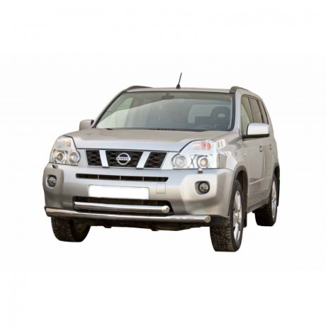 Защита переднего бампера «Труба двойная» (d63,5) для Nissan X-trail (2007-2011)(Окрашенное) купить недорого с доставкой в Томилино