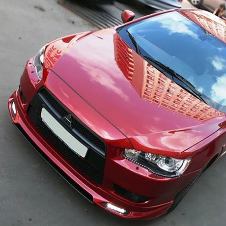 Накладка (юбка) переднего бампера "Zodiak" (с планкой) для Mitsubishi Lancer X (2007-2010) купить недорого с доставкой в Томилино