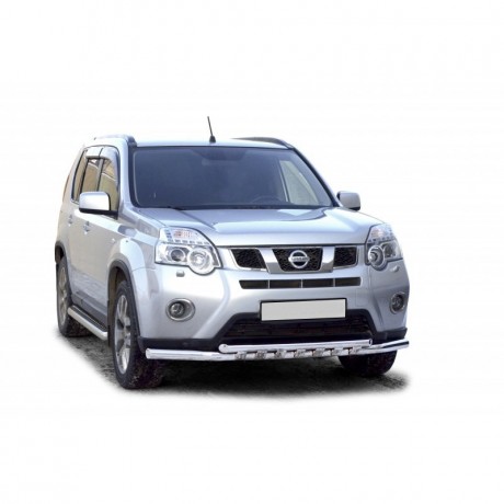 Защита переднего бампера «Труба двойная» (d63,5) для Nissan X-trail (2011-2015)(Окрашенное) купить недорого с доставкой в Томилино