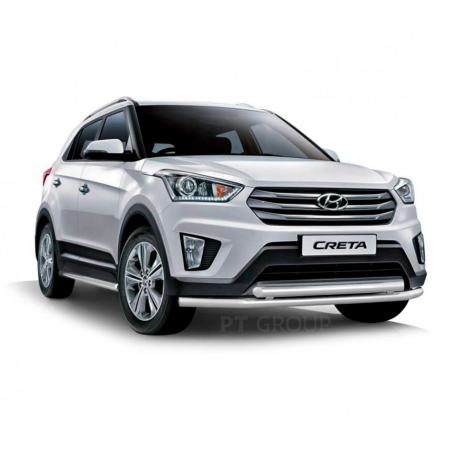 Защита переднего бампера двойная d63/63мм (НПС) HYUNDAI Creta (2016-н.в.) купить недорого с доставкой в Томилино