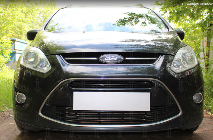 Защита радиатора "Standart" Ford C-MAX (2010-2015) чёрная купить недорого с доставкой в Томилино
