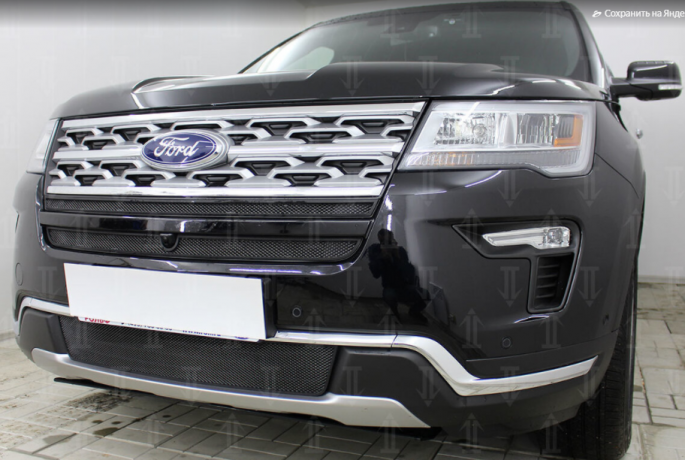 Защита радиатора "Standart" Ford Explorer рестайлинг-2 (2018-2019) верх, чёрная купить недорого с доставкой в Томилино