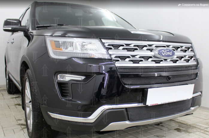 Защита радиатора "Standart" Ford Explorer рестайлинг-2 (2018-2019) верх, чёрная купить недорого с доставкой в Томилино