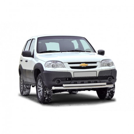 Защита переднего бампера «Труба двойная» B@3 2123 "Chevrolet Niv@" RS (d51/d63,5) нержавеющая сталь, (без коробочек) купить недорого с доставкой в Томилино