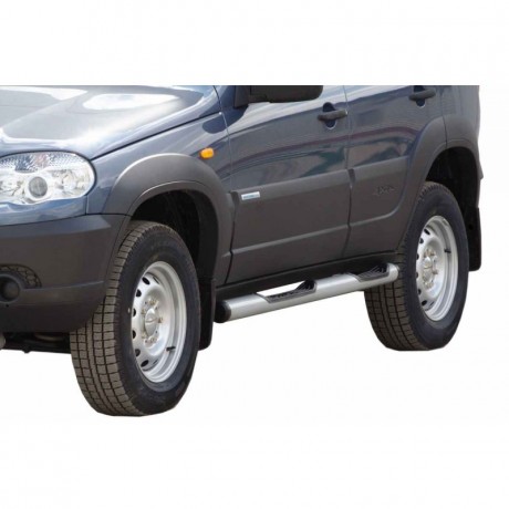 Защита порогов «Труба с проступью» металлическая заглушка B@3 2123 "Chevrolet Niv@" RS купить недорого с доставкой в Томилино