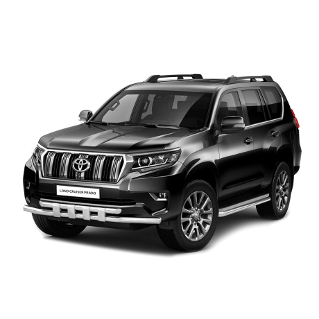 Защита переднего бампера двойная с пластинами d63/63мм (НПС) TOYOTA LAND CRUISER PRADO 150 (2017-н.в.) купить недорого с доставкой в Томилино