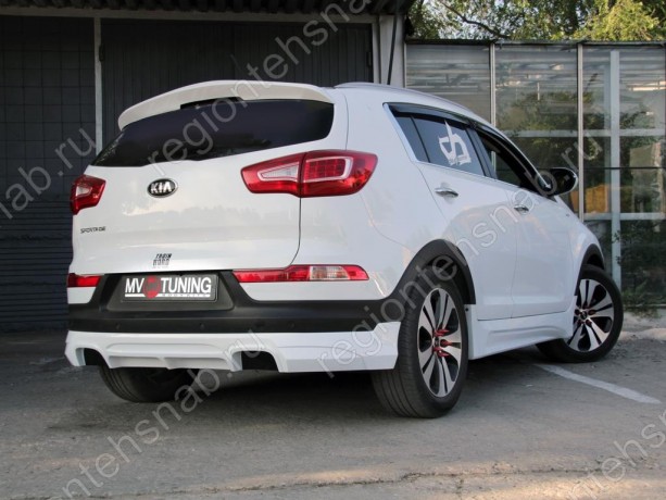 Накладка (юбка) заднего бампера "JSW Style" для KIA Sportage (3rd) (2010-2016) купить недорого с доставкой в Томилино