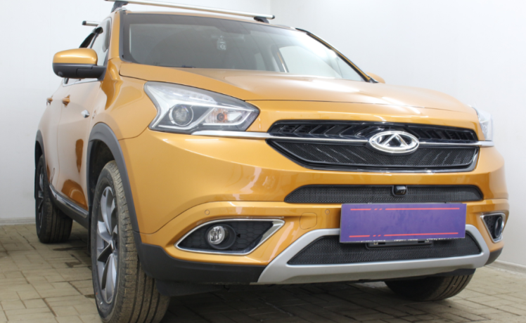 Защита радиатора "Standart" Chery Tiggo 7 (2016-2020) верх, чёрная купить недорого с доставкой в Томилино
