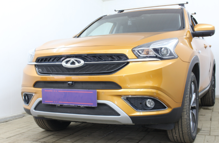 Защита радиатора "Standart" Chery Tiggo 7 (2016-2020) верх, чёрная купить недорого с доставкой в Томилино